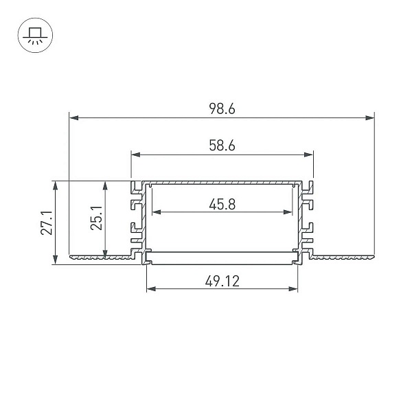 Профиль для ленты LED врезной FANTOM 27,1x98,6мм без рассеивателя (2м) 46430 ARLIGHT