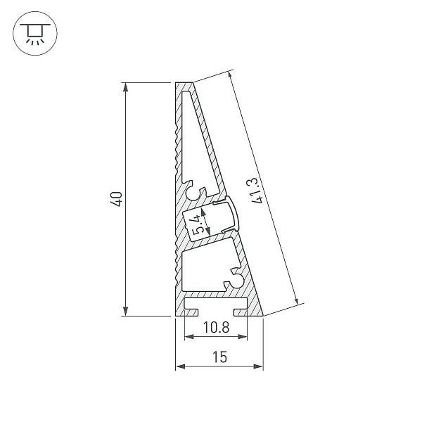 Профиль для ленты LED накладной PLINTUS 40x15мм без рассеивателя (2м) 52398 ARLIGHT