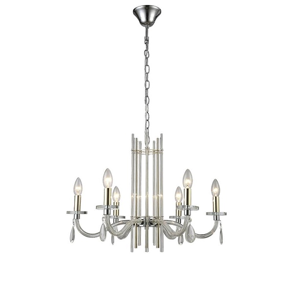 Люстра подвесная CRYSTAL LUX AURELIO AURELIO SP6 GOLD+CHROME/TRANSPARENT