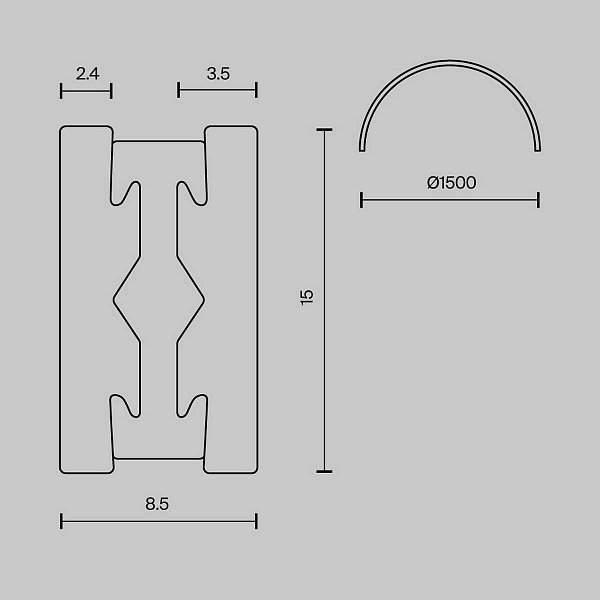 Шинопровод магнитный MAYTONI BUSBAR TRUNKINGS FLARITY TRX154-2SR-D1500-B