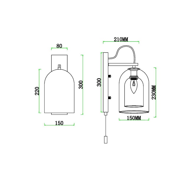 Бра ARTE LAMP PAIO A7015AP-1BK