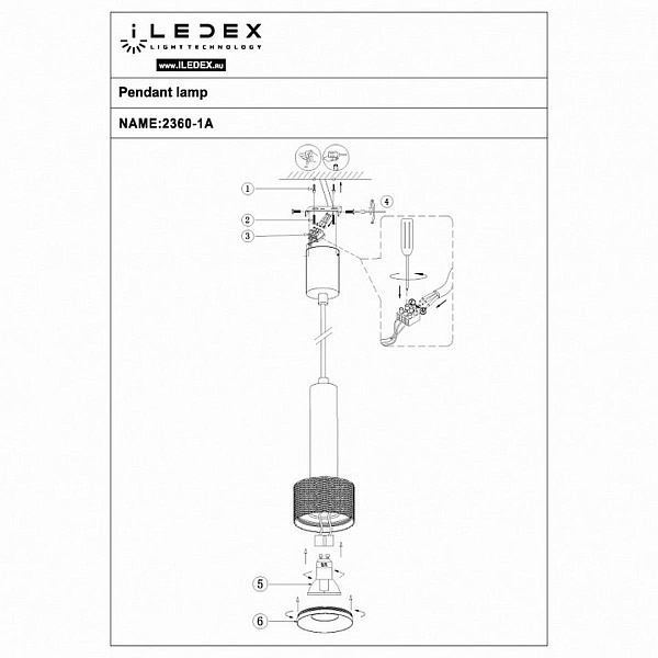 Подвес ILEDEX DELTA 2362-1 BK+SL