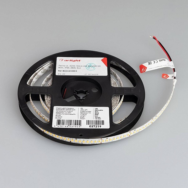 Лента LED UL-A200 20 W/m 24V IP20 2835/200 4000K 10mm (5м) 37219 ARLIGHT