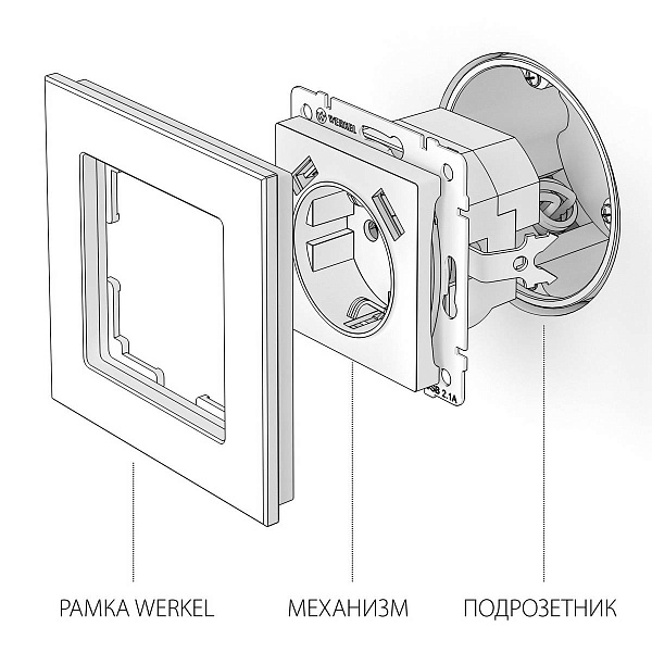 Розетка с з/к + 2xUSB, A + A, белый , W1171501, WERKEL
