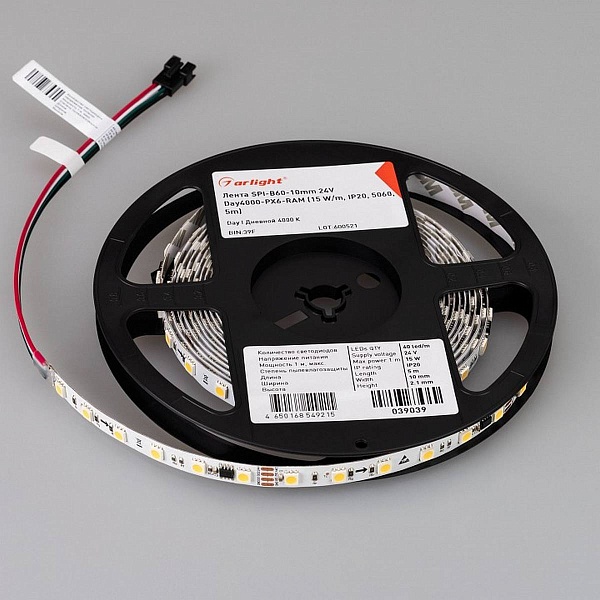 Лента LED SPI-B60 15 W/m 24V IP20 5060/60 4000K 10mm (5м) 39039 ARLIGHT