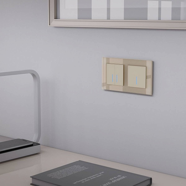 Выключатель сенсорный 2-кл, с подсветкой, c Wi-Fi, шампань, W4520611, WERKEL