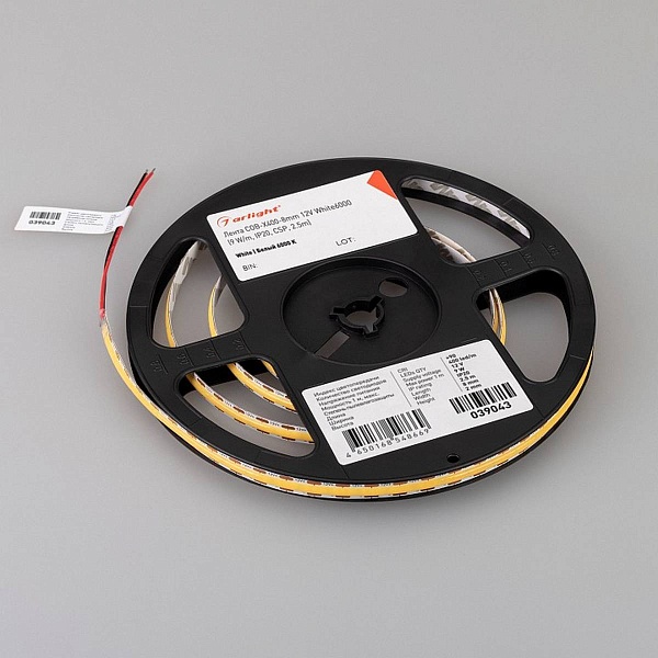Лента LED COB-X400 9 W/m 12V IP20 COB/400 6000K 8mm (2,5м) 39043 ARLIGHT