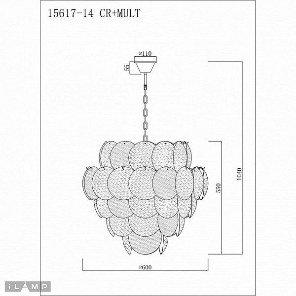 Люстра подвесная ILAMP RIVOLI 15617-14 CR+MULT