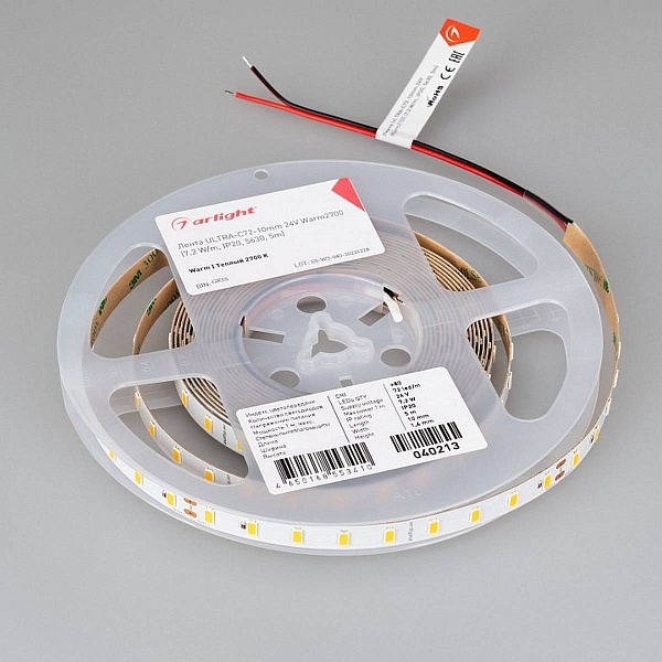 Лента LED ULTRA-C72 7,2 W/m 24V IP20 5630/72 2700K 10mm (5м) 40213 ARLIGHT