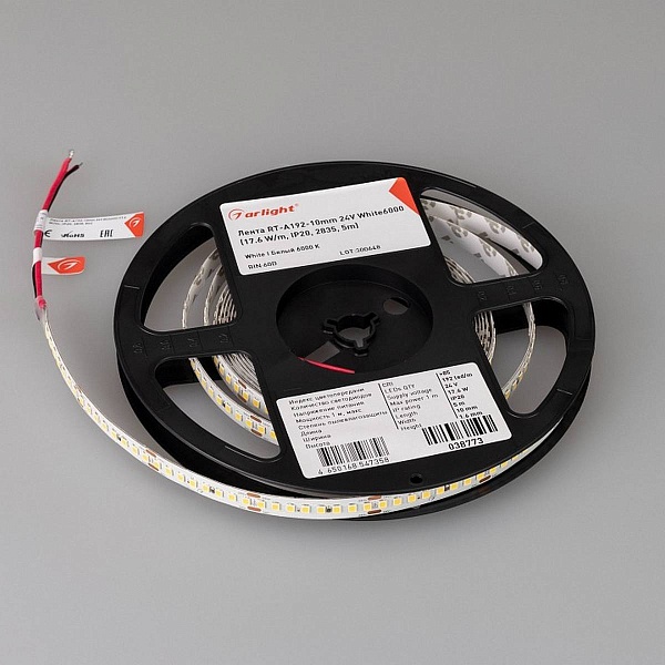 Лента LED RT-A192 17,6 W/m 24V IP20 2835/192 6000K 10mm (5м) 38773 ARLIGHT