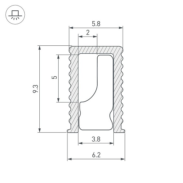 Профиль для ленты LED врезной SL-MINI 9,3x6,2мм без рассеивателя (2м) 38203 ARLIGHT