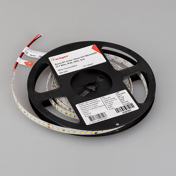 Лента LED RT-A144 7,7 W/m 24V IP20 2835/144 6000K 10mm (5м) 38783 ARLIGHT