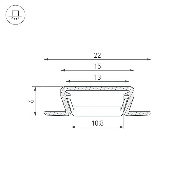 Профиль для ленты LED врезной MIC 6x22мм без рассеивателя (2м) 40019 ARLIGHT