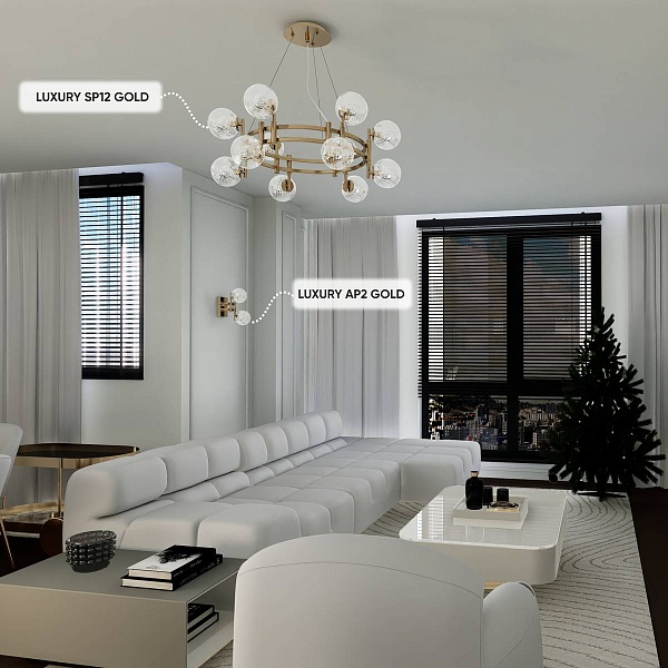 Люстра подвесная CRYSTAL LUX LUXURY SP12 GOLD