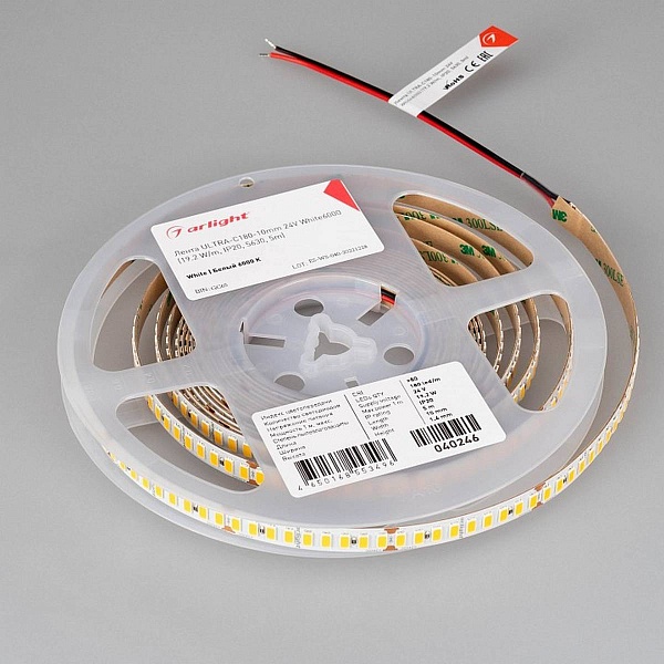 Лента LED ULTRA-C180 19,2 W/m 24V IP20 5630/180 6000K 10mm (5м) 40246 ARLIGHT