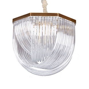 Люстра подвесная DELIGHT COLLECTION MURANO GLASS A001-554 L9 brass/clear