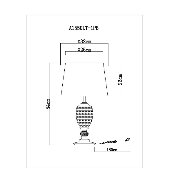 Настольная лампа ARTE LAMP RADISON A1550LT-1PB
