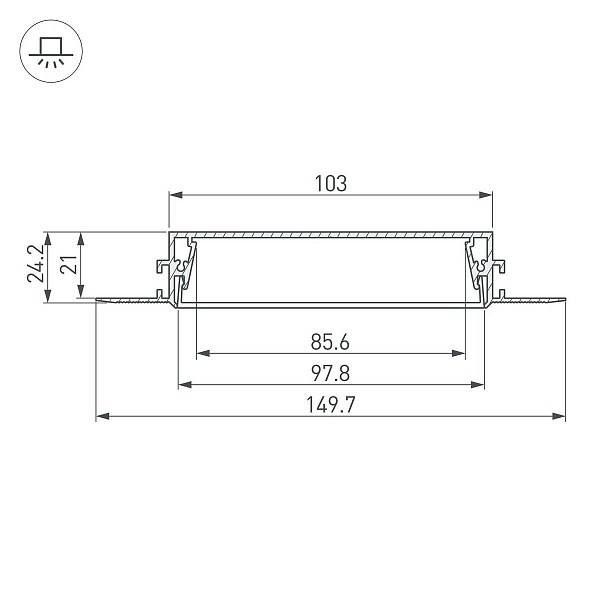 Профиль для ленты LED врезной SL-LINIA 24,2x149,7мм без рассеивателя (2м) 34987 ARLIGHT