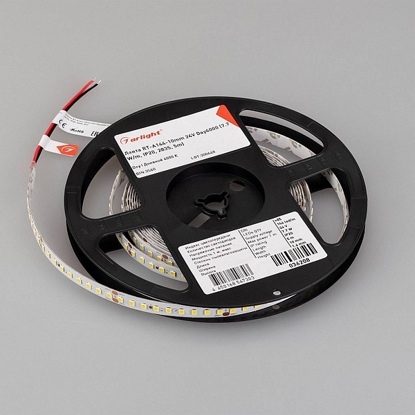 Лента LED RT-A144 7,7 W/m 24V IP20 2835/144 4000K 10mm (5м) 36208 ARLIGHT