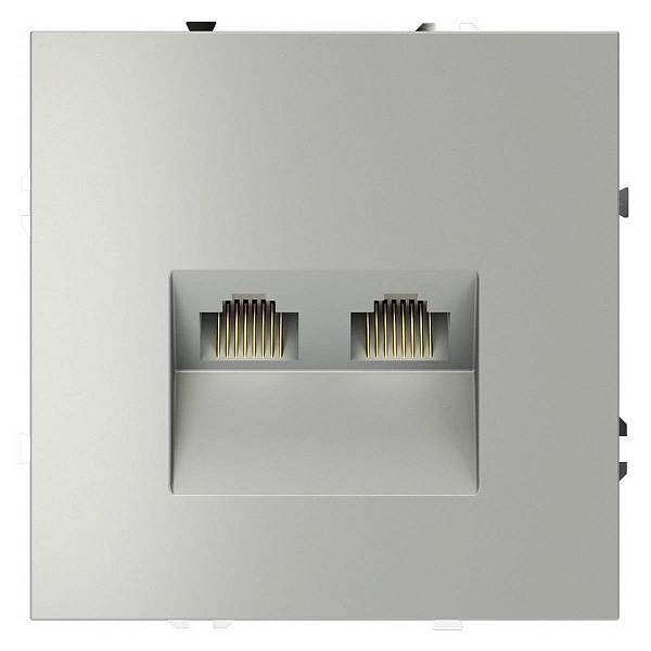 Розетка RJ45 + RJ45, S70, Сталь, VLS060205, VOLTUM