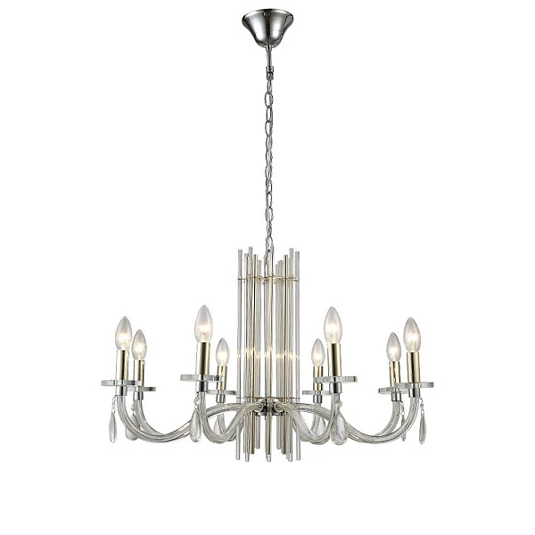 Люстра подвесная CRYSTAL LUX AURELIO AURELIO SP8 GOLD+CHROME/TRANSPARENT
