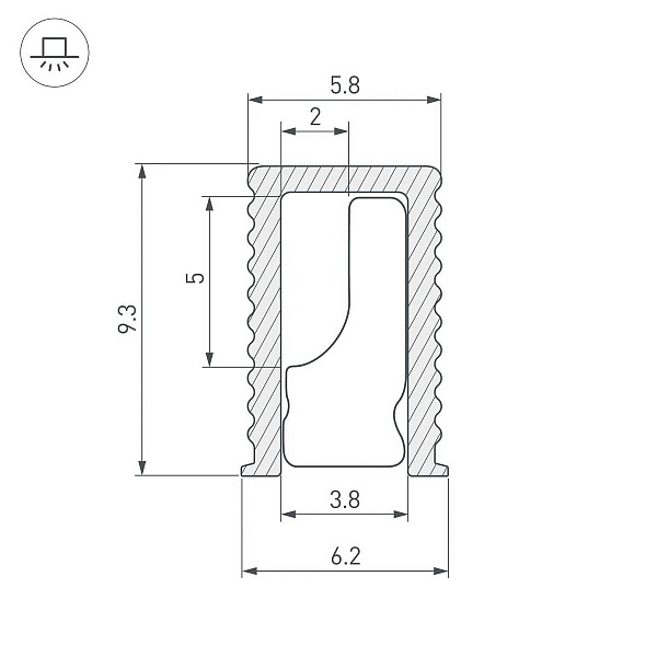 Профиль для ленты LED врезной SL-MINI 9,3x6,2мм без рассеивателя (2м) 44082 ARLIGHT