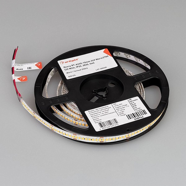 Лента LED RT-A240 22 W/m 24V IP20 2835/240 2700K 10mm (5м) 38746 ARLIGHT
