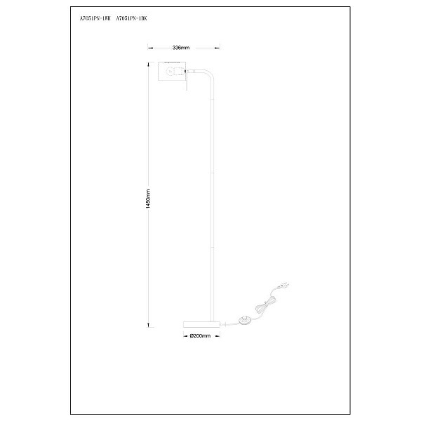 Торшер ARTE LAMP SEBASTIAN A7051PN-1BK