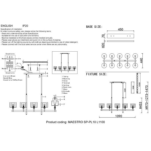 Люстра подвесная CRYSTAL LUX MAESTRO MAESTRO SP-PL10 L1100 GOLD