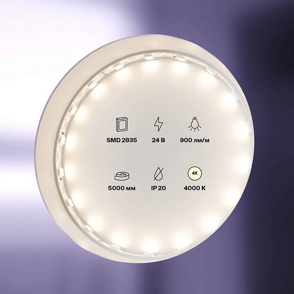 Лента LED STANDART 12 W/m 24V IP20 5050/60 4000K 5mm (5м) 20045 MAYTONI