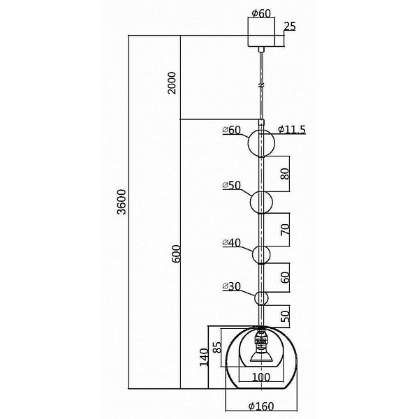 Подвес MAYTONI ROS MOD227PL-01B