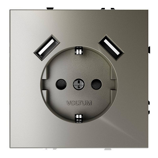 Розетка с з/к + 2xUSB, A + A, S70, Шелк, VLS040404, VOLTUM