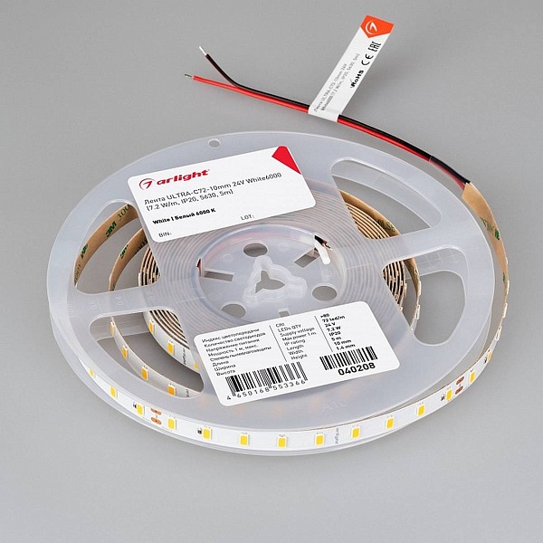 Лента LED ULTRA-C72 7,2 W/m 24V IP20 5630/72 6000K 10mm (5м) 40208 ARLIGHT