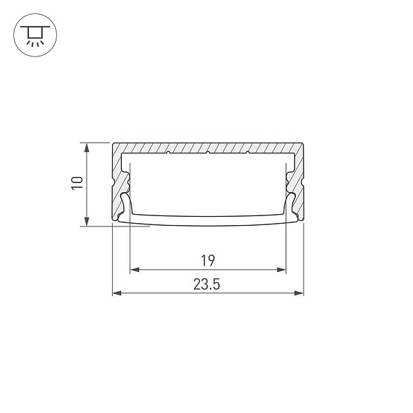 Профиль для ленты LED накладной ARH-WIDE 10x23,5мм  (2м) 36768 ARLIGHT