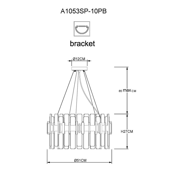 Люстра подвесная ARTE LAMP ALYA A1053SP-10PB