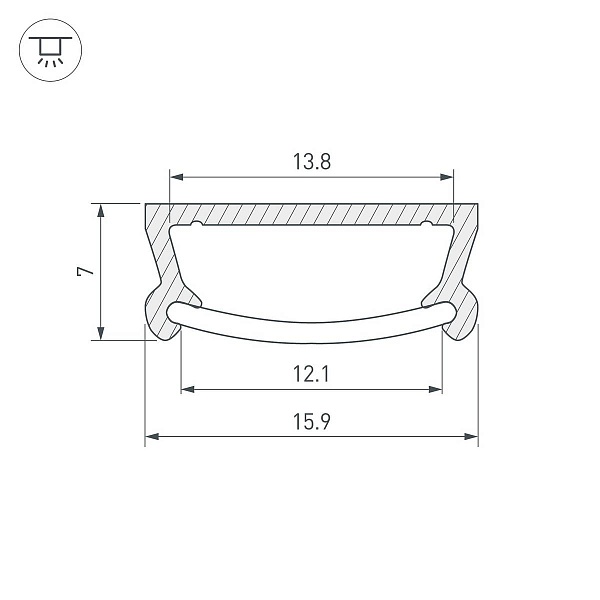 Профиль для ленты LED накладной TM-2000 (CT) 6,5x16мм без рассеивателя (2м) 16939 ARLIGHT