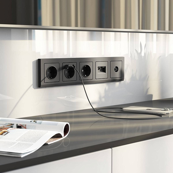 Розетка  TV одиночная, графит матовый, W1183064, WERKEL