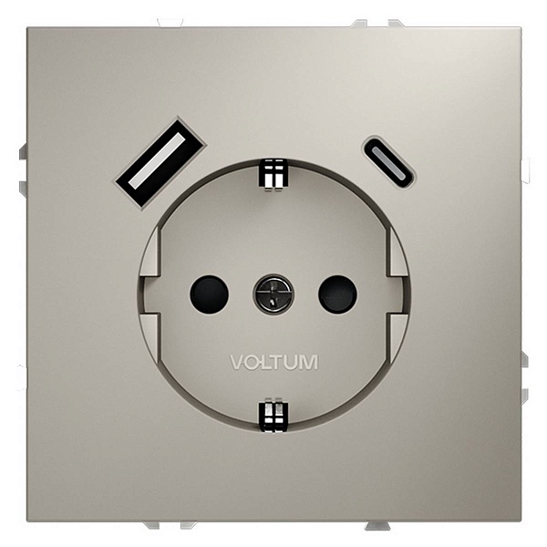 Розетка с з/к + 2xUSB, A + C, S70, Кашемир, VLS040503, VOLTUM