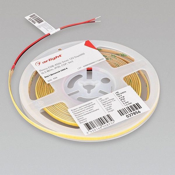 Лента LED COB-X504 6,5 W/m 12V IP20 COB/504 4000K 5mm (5м) 37856 ARLIGHT