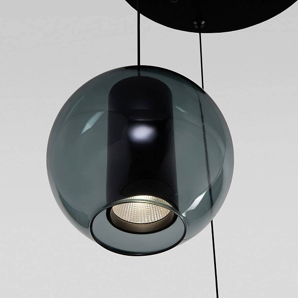 Подвес EUROSVET COBBLE 50258/3 LED дымчатый/бирюзовый