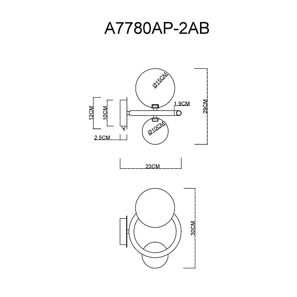 Бра ARTE LAMP ALBUS A7780AP-2AB