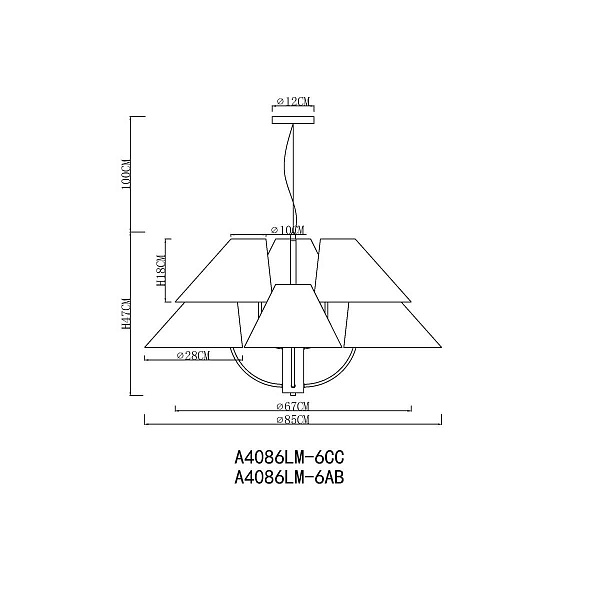 Люстра подвесная ARTE LAMP RONDO A4086LM-6AB