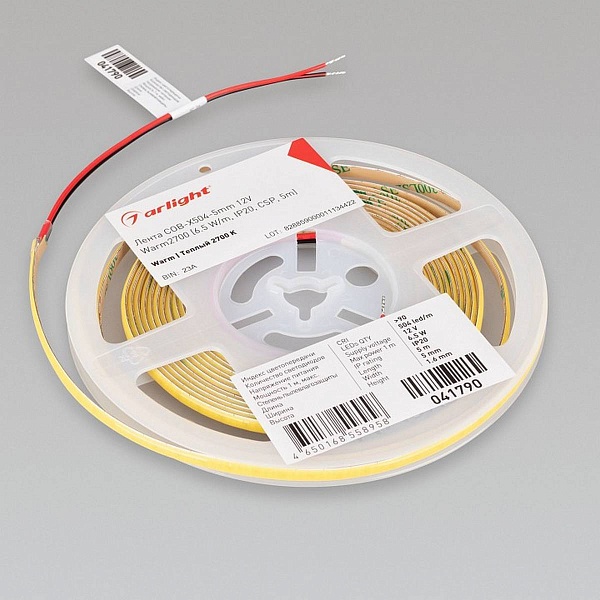 Лента LED COB-X504 6,5 W/m 12V IP20 COB/504 2700K 5mm (5м) 41790 ARLIGHT