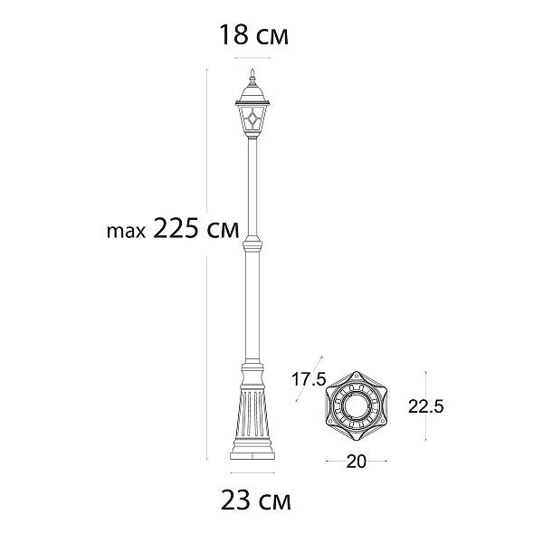 Светильник уличный столб высокий ARTE LAMP MADRID A1542PA-1BN