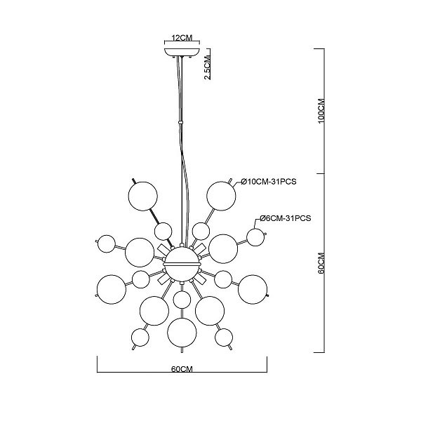 Люстра подвесная ARTE LAMP Molecule A8313SP-9CC