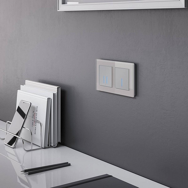Выключатель сенсорный 1-кл, с подсветкой, c Wi-Fi, серебро, W4510606, WERKEL