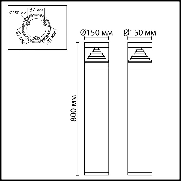 Светильник уличный столб низкий ODEON LIGHT HULK 7140/20GLA