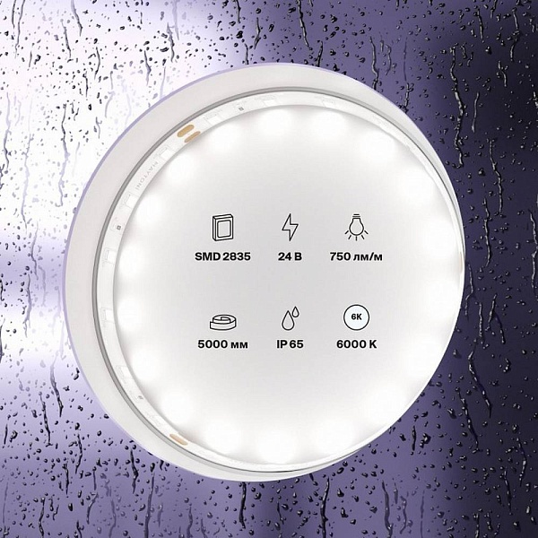 Лента LED STANDART 7,2 W/m 24V IP65 2835/60 6000K 8mm (5м) 20018 MAYTONI