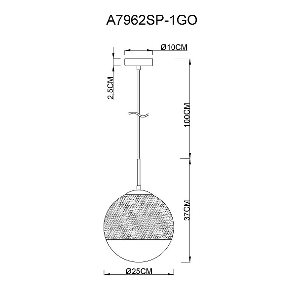 Подвес ARTE LAMP JUPITER GOLD A7962SP-1GO