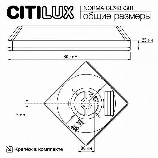 Светильник потолочный CITILUX NORMA CL748K301